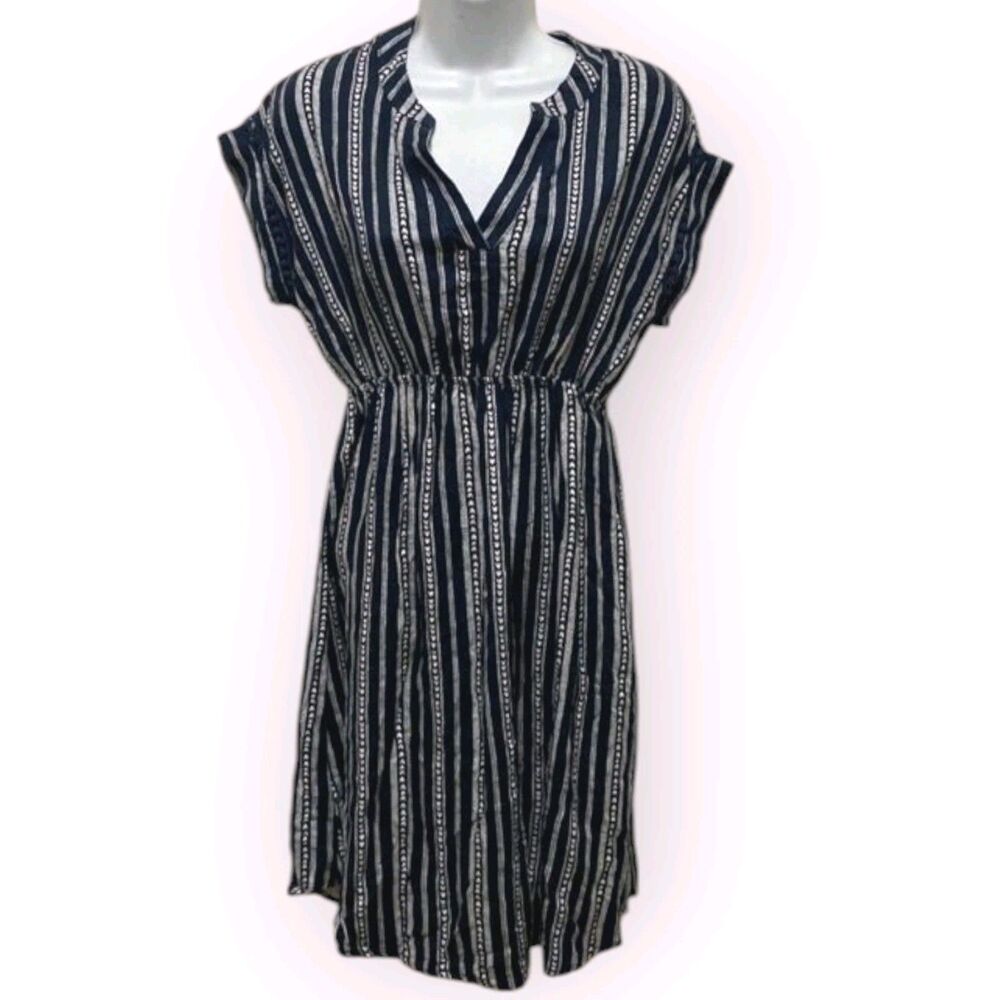 Sweet Wanderer Maternity Women's Size Large Boho Tunic Navy Blue Rayon Dress